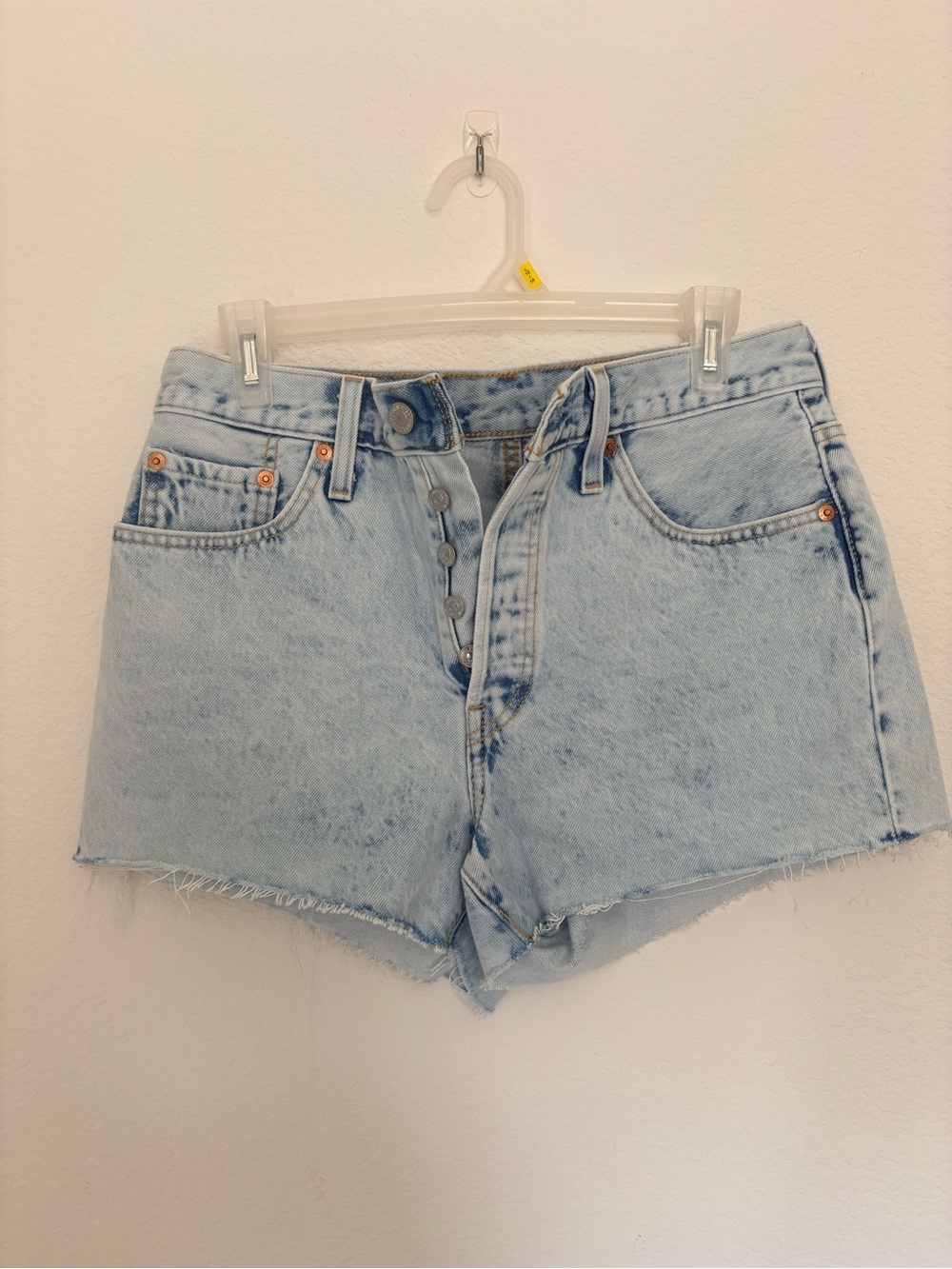 Levi's Premium 501 High Rise Light Wash Denim Cutoff Shorts Size 28